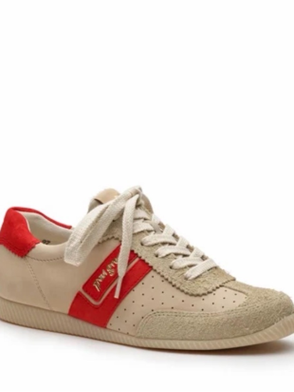 Paul Green Beige and Red Lace-Up Women's Sneaker